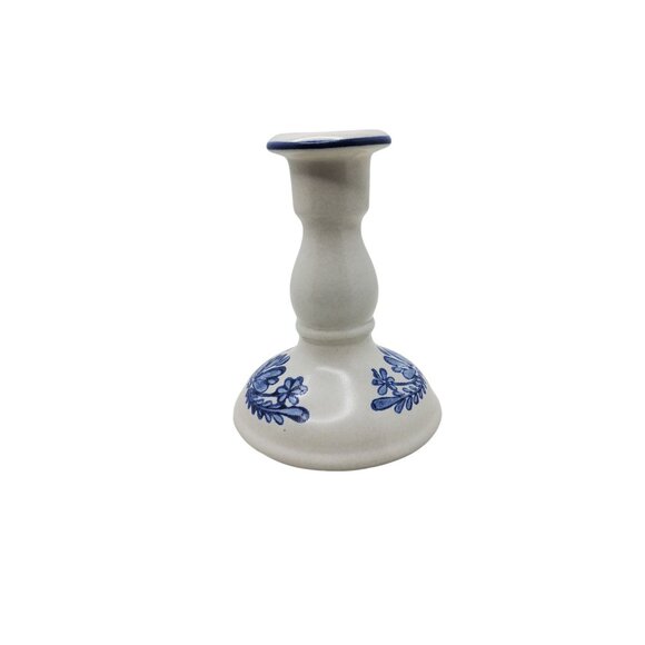 Vintage Platzgraff Yorktowne Ceramic Blue & White Floral Candle Holder - Picture 2 of 5